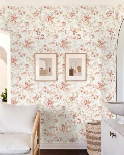 Dimoon Boho Peel and Stick Wallpaper Pink Floral Contact Paper 17.3x78.7in - Image 5