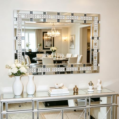 Chende 32" x 47" Crystal Large Wall Mirror - Image 6
