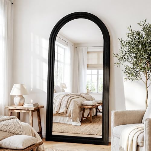 30"x71" Full Length Mirror Solid Wood Frame, Arched Floor Mirror Full Length - Image 5