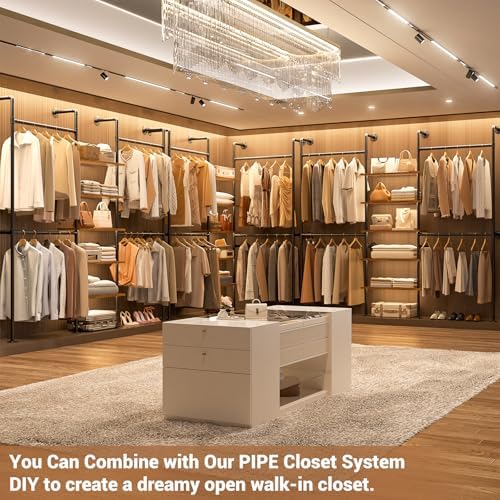 Aheaplus Industrial Pipe Clothing Rack, 6.42FT Closet Organizer System - Image 3