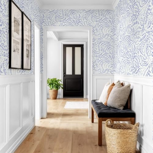 Ismoon Boho Peel and Stick Wallpaper Blue and White Farmhouse Contact Paper - Image 3