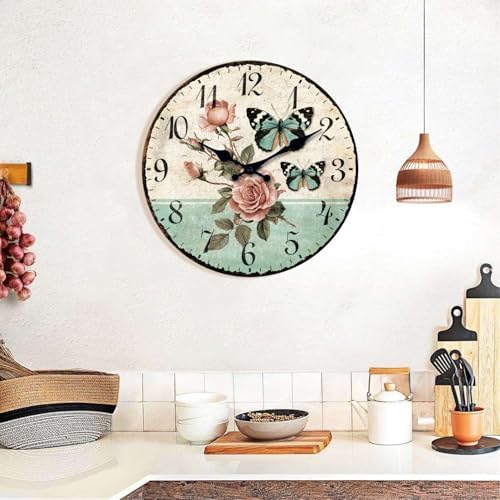 XFM Vintage Floral Wall Clock Battery Operated 24 Inch - Image 2
