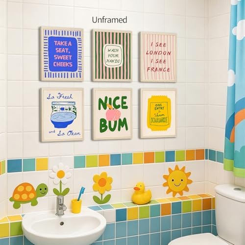 ZYANGZY Funny Quotes Sign Bathroom Poster Set of 6, Cute Wash Your Hands Toilet - Image 2