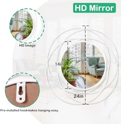 24 inch Round Mirror White, Circle Wall Mirror - Image 7