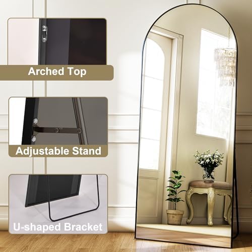 Arched Oversize Full Length Mirror 86"x41" Leaning Hanging Black - Image 4