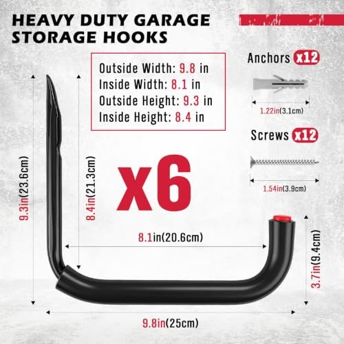 SEDY 6 Pack Heavy Duty Garage Hooks, Ladder Hooks - Image 2