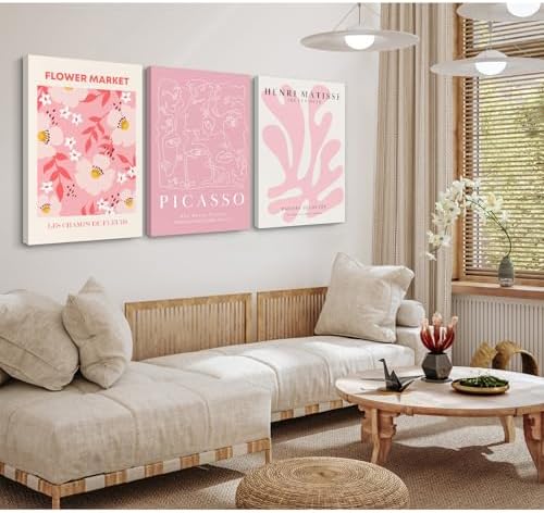 Matisse Abstract Wall Art Decor Pink Flower Canvas Pictures Picasso Aesthetic - Image 4