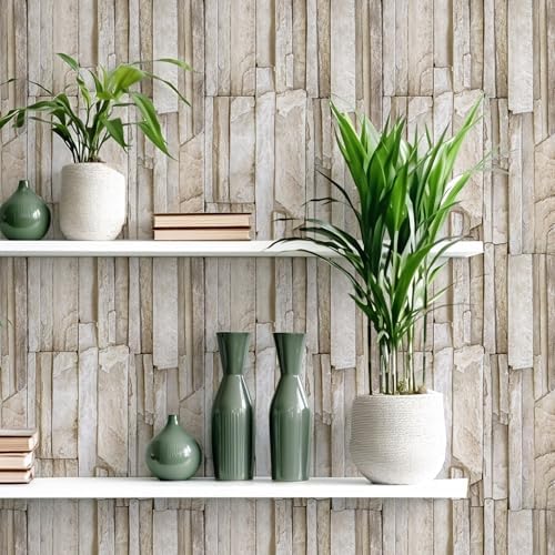 Main Street Peel and Stick Wallpaper Sheets, Stacked Stone - Image 4