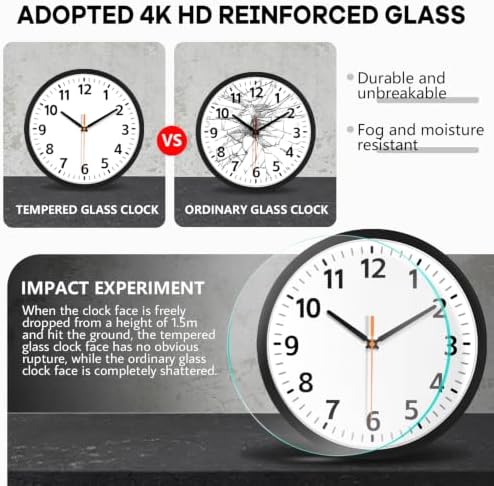 12" Modern Silent Battery Wall Clock, Decorative Wall Clocks Indoor - Image 4