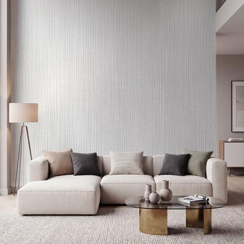 Grey Faux Grasscloth Self-Adhesive Wallpaper 15.7"x393" - Image 5