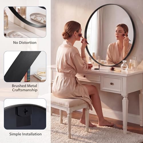DUMOS Round Wall Mirror 30 Inch, Bathroom Wall Circle Mirror - Image 4