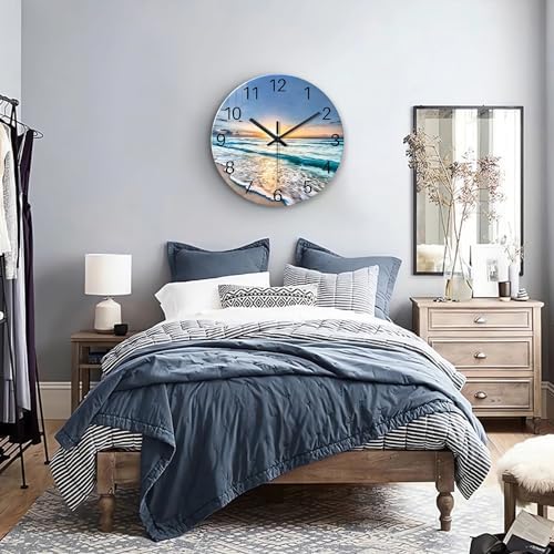 Blue Beach Wall Clocks Battery Operated 12 Inch - Image 2