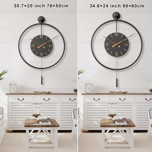 Pytha Sight 30.7×20 Inch Large Modern Decorative Metal Pendulum Wall Clocks - Image 3