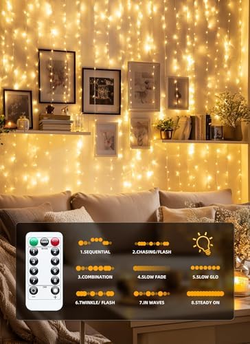 Brightown 2 Pack 300 LED Fairy Curtain Lights, 9.8ft x 9.8ft String Lights - Image 5