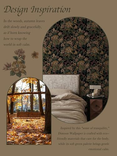Dimoon Vintage Wallpaper Peel and Stick Archival Dark Green Floral Wallpaper - Image 4