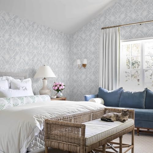 Blue Wallpaper Coastal Peel and Stick Wallpaper Boho 393"x17.3" Blue and White - Image 6