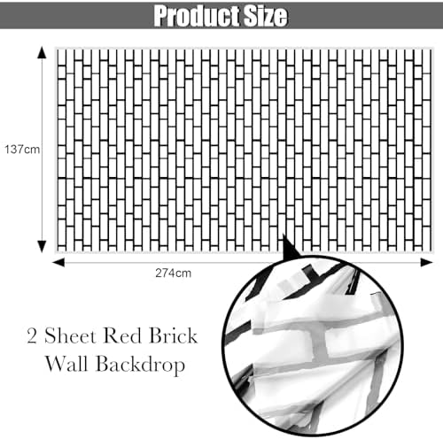 Chuangdi 2Pcs 4.5 x 9ft Brick Stone Backdrop Wallpaper Tablecloth - Image 2