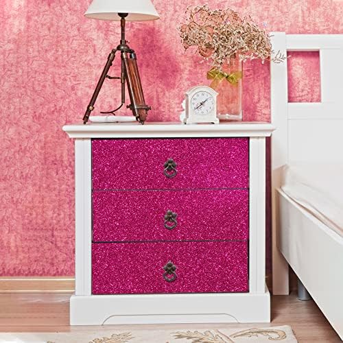 VEELIKE Hot Pink Glitter Wallpaper Stick and Peel Sparkle Pink Wallpaper - Image 6