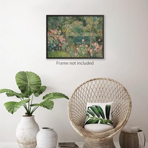 Haitunone Sage Green Scenery Garden Wall Art Landscape Botanical Wildflower - Image 3