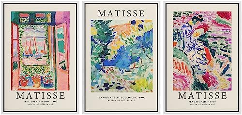 MUDECOR Framed Canvas Print Wall Art Set Henri Matisse Exhibition Posters Fine by MUDECOR