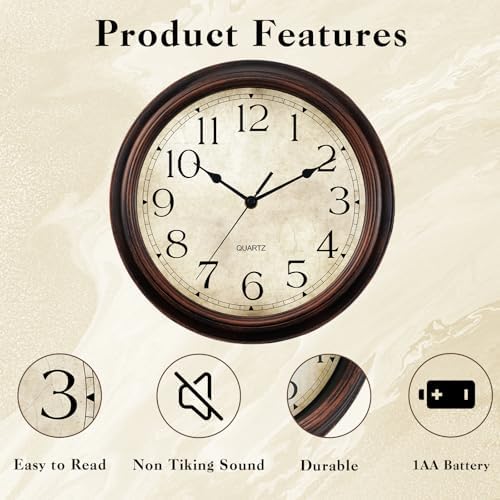 KECYET 12" Wall Clocks Battery Operated Silent - Image 4