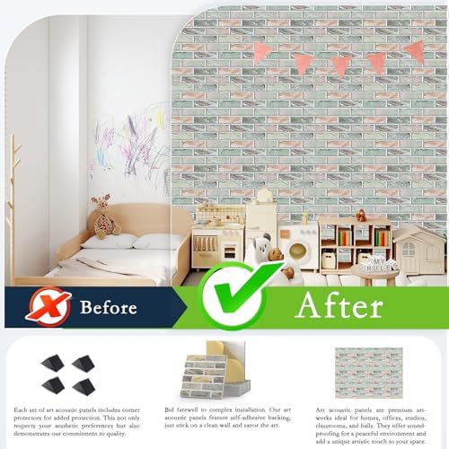 ArtVivid 12Pack Acoustic Panels, Brick Pattern Sound Proof Panels - Image 5