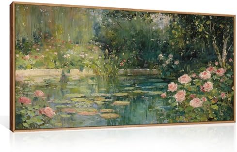 FWIEXA Monet Floral Framed Canvas Wall Art Set, Impressionist Botanical Garden by FWIEXA