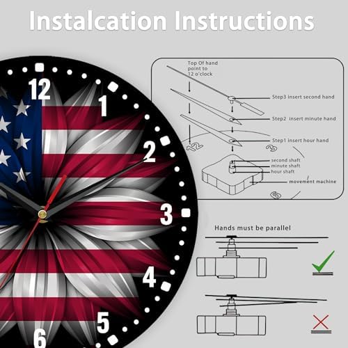 SPUNKER Wall Clock, American Flag Kitchen Wall Clock, Independence Day Clocks - Image 5