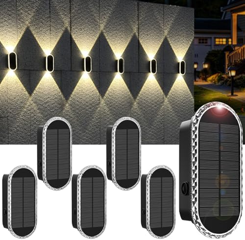 Solar Fence Lights Outdoor, 3000K/4000K/6000K 3 Modes Solar Wall Lights Outdoor by BlueYang