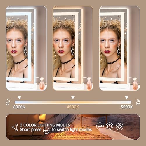 Hasipu Vanity Mirror with Lights, Lighted Makeup Mirror with Dimmable 3 Modes - Image 3