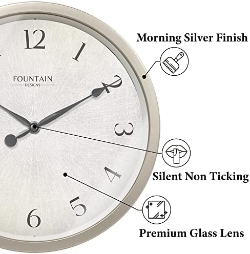 10" Silent Modern Farmhouse Wall Clock, Morning Silver - Image 2
