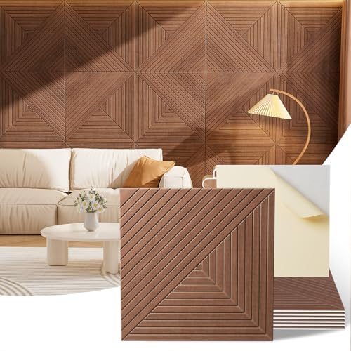 Acoustic Wall Panels, 6 Piece 23.62" X 23.62" Peel and Stick Wall Panels by Vellorise