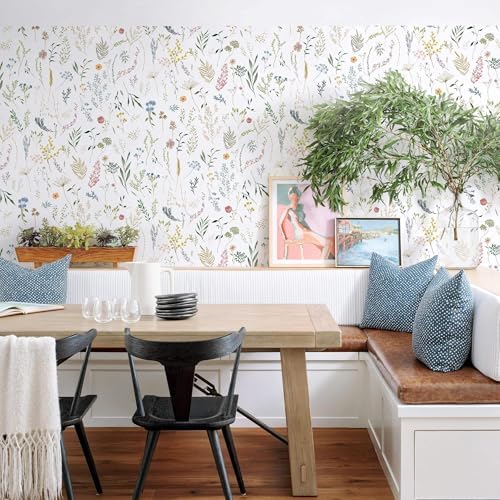 Dimoon 236"x16.1" Floral Peel and Stick Wallpaper White Contact Paper Thicken - Image 5
