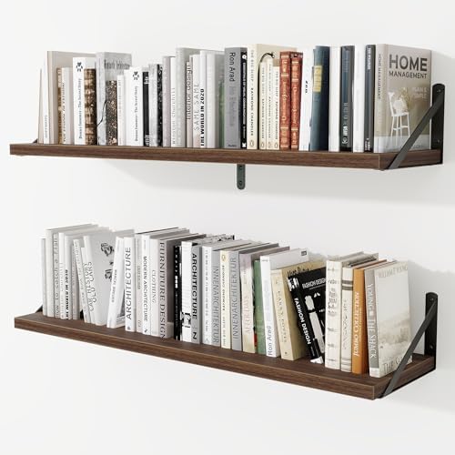 Deep Wall Shelves 40"W x 8"D Engineered Wood Floating Shelves by Venusmiles