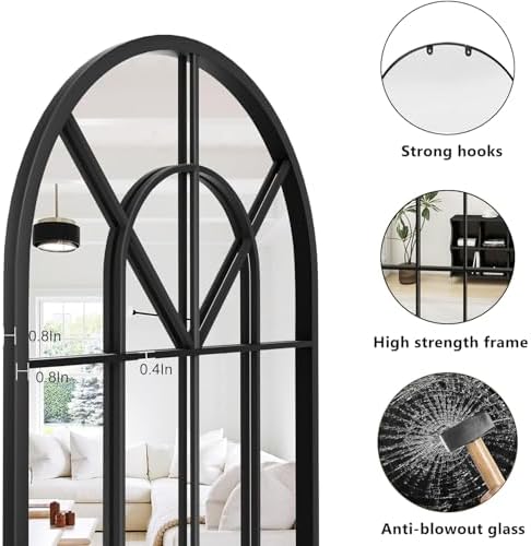 Arched Window Wall Mounted Mirror, Arched Window Pane Mirror Decorative - Image 4