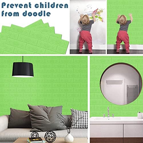 3D Wall Panels Peel and Stick, 29 Sq Ft Coverage, Faux Brick Green - Image 5