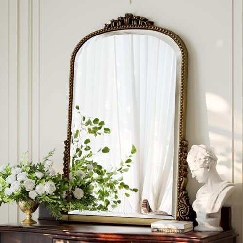28"×40" Gold Arched Wall Mirror - Image 2