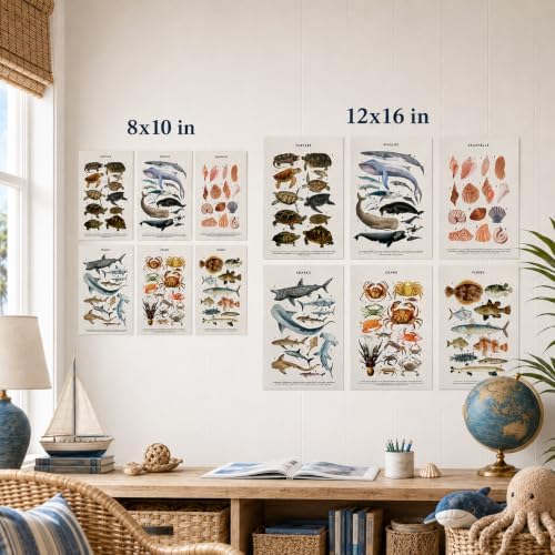 PeuYot Marine Life Wall Art, Unframed Canvas Posters, Vintage Sea Turtle Whale - Image 4