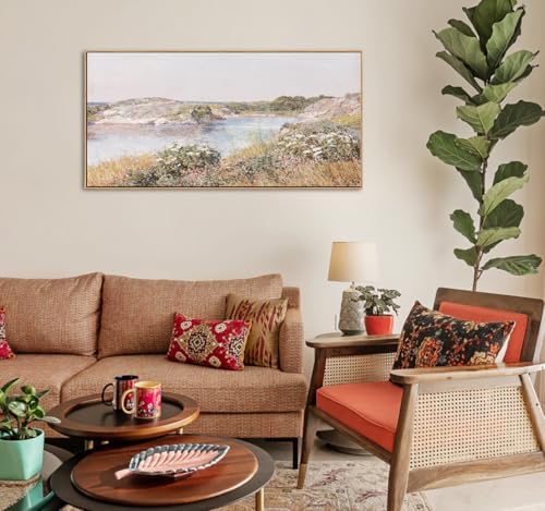 DJSYLIFE Vintage Meadow and Pond Framed Wall Art, Farmhouse Landscape - Image 5