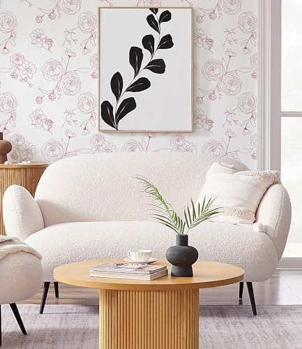 Safiyya 118"x17.3" Pink Floral Wallpaper Peel and Stick Modern Contact Paper - Image 2