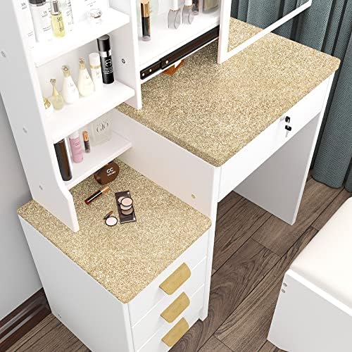 VEELIKE 15.7''x118'' Champagne Gold Glitter Wallpaper Peel and Stick Sparkle - Image 4