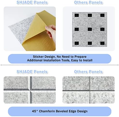 SHJADE Square Acoustic Panels Self-Adhesive, 12 Pack Sound Absorbing Panels - Image 3
