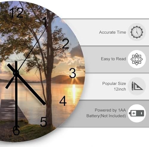 Scenic Nature Wood Wall Clock, Natural Lake Landscape Tree Woodland Beautiful - Image 3