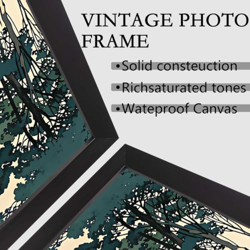 Black Framed Pine Mountain Landscape Canvas Wall Art 12x16in - Image 4