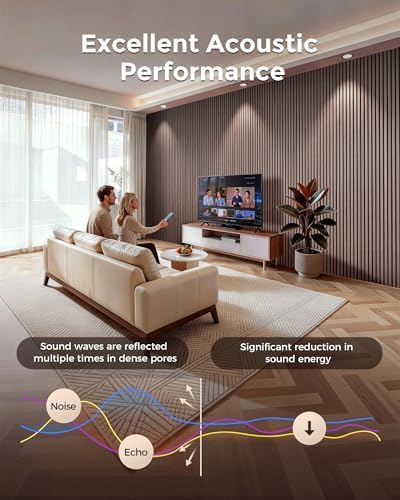 Acoustic Wood Slat Wall Panels 23.5x23.5in 2-Pack American Walnut - Image 4