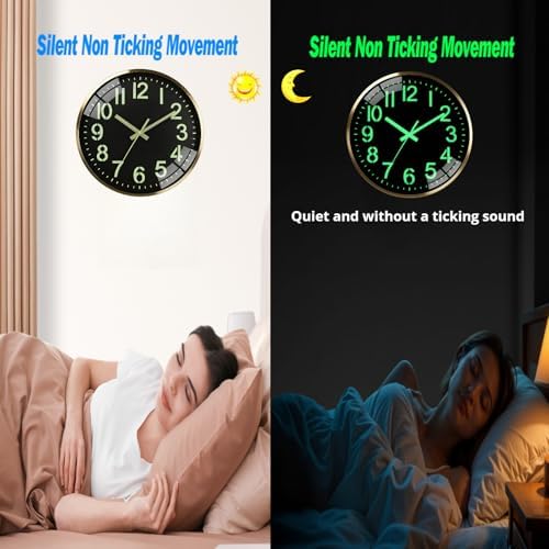 Wall clock 12-inch metal frame luminous silent time accurate - Image 4