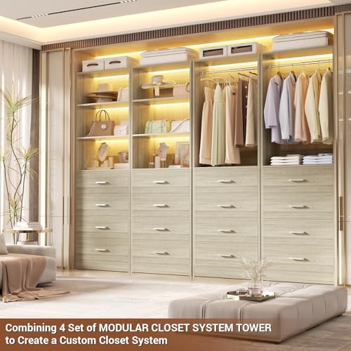 Aheaplus Closet Drawers System, 21.3" Wood Closet Organizer - Image 2