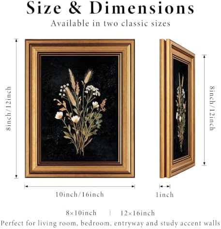 IMNTSD Framed Vintage Dried Botanical Wall Art, Dark Background Pressed - Image 2