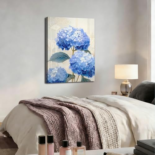ZERILYN Ship Next Day Blue Hydrangea Wall Art Floral Canvas Prints Flower - Image 5