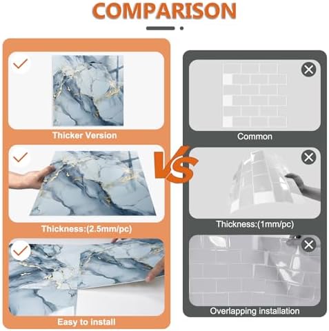 10 Sheets Marble Peel and Stick Backsplash Tile, Living Room - Image 4